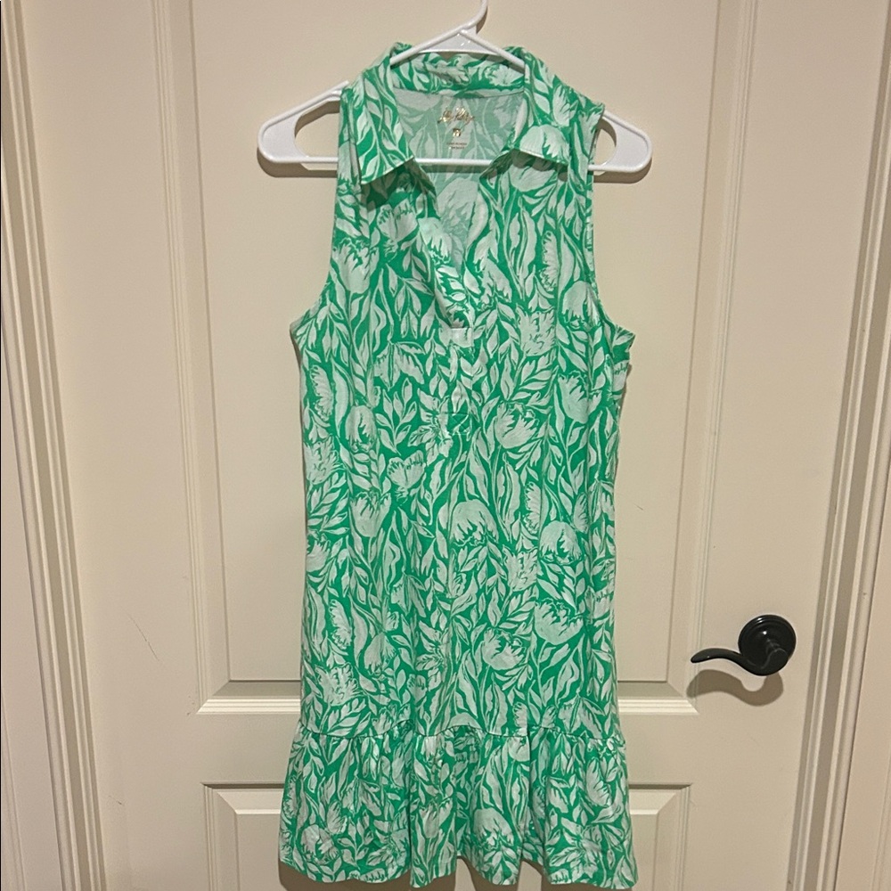 Lilly Pulitzer Green Leaf Print Mini Dress